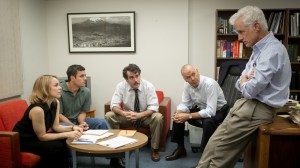 Rachel McAdams, Mark Ruffalo, Brian d'Arcy James, Michael Keaton and John Slattery play Boston Globe journalists in the film, Spotlight.